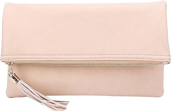 Solene Large Foldover Wristlet Clutch Crossbody Bag with Chain Strap | Amazon (US)