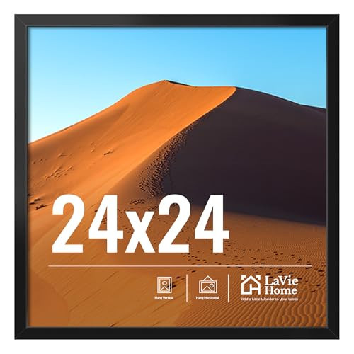 LaVie Home 24x24 Picture Frame for Wall Display, 24x24 Square Picture Frame with HD Plexiglas, 24 x 24 Poster Frame 1 Pack, Display Frame for Vertical or Horizontal, Black Classic Collection | Amazon (US)