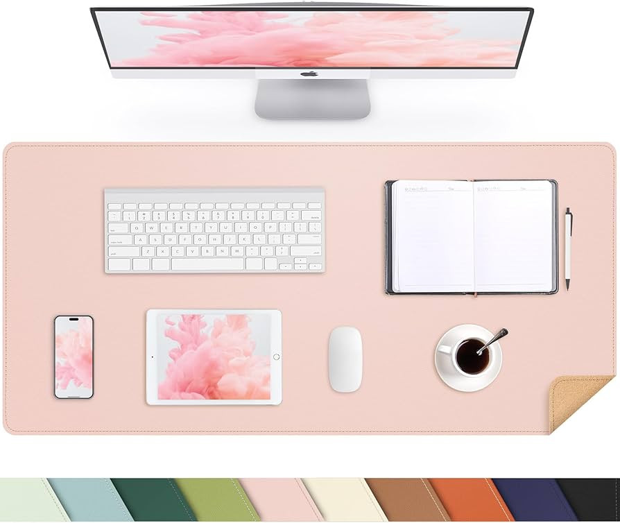 Leather Desk pad Protector, Large Desk mat with Natural Cork & PU Leather,Mouse pad,Non-Slip Offi... | Amazon (US)