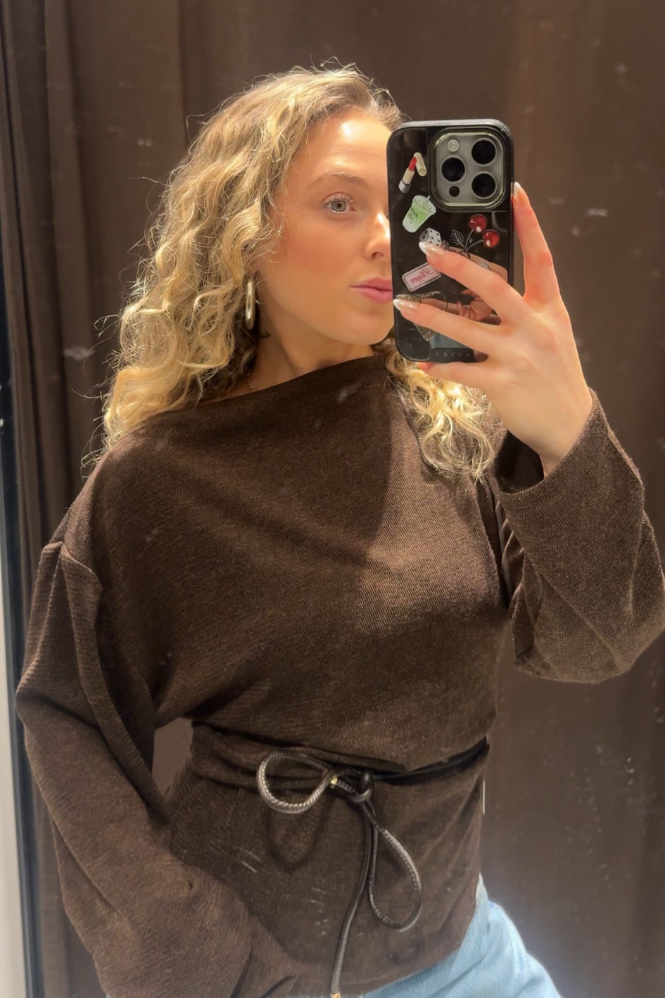 cutest belted zara top 