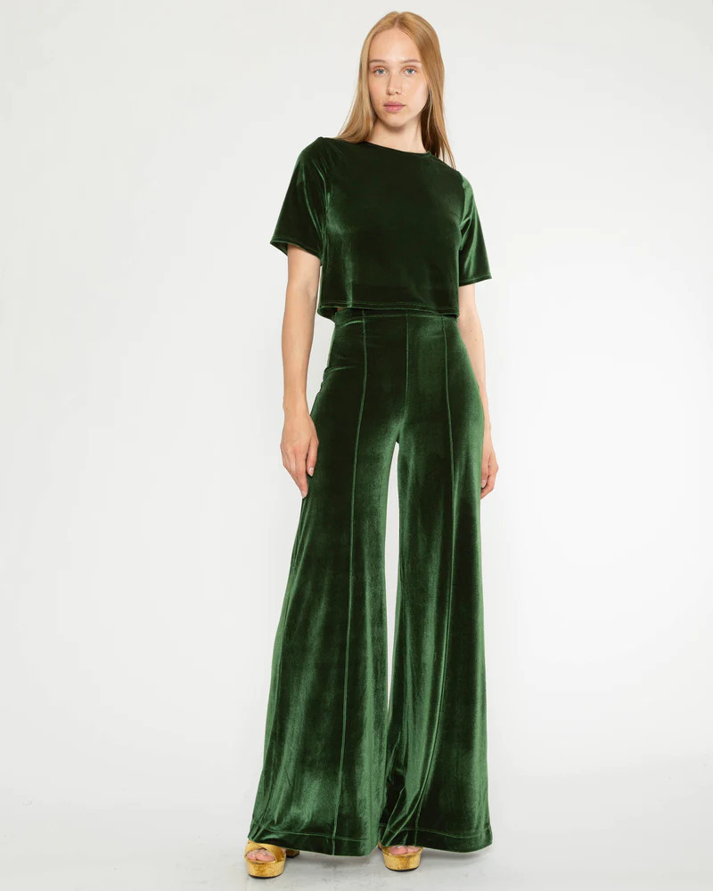 Olive Velvet Wide Leg Pant | Ripley Rader