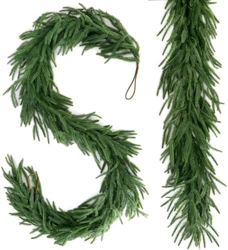 2 Pcs Christmas Garland 6 FT Artificial Norfolk Pine Garland for Winter Decoration, Realistic Gre... | Amazon (US)