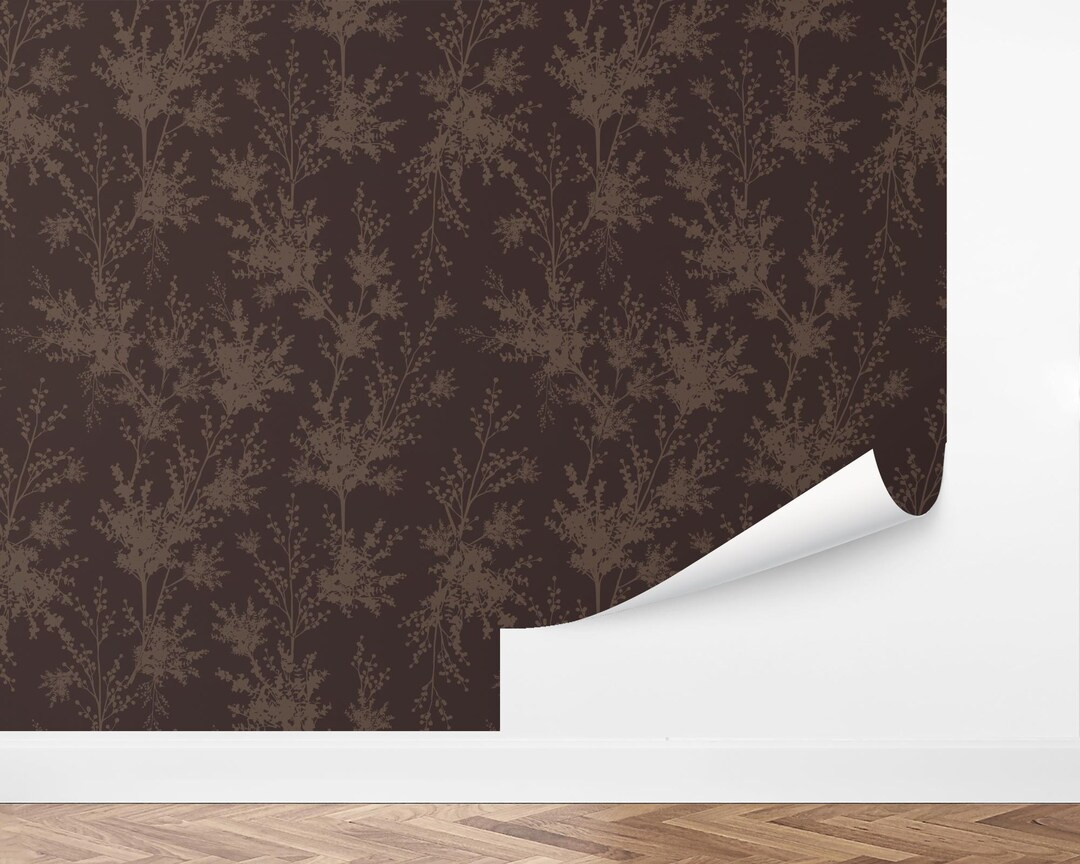 Custom Botanical Peel and Stick Wallpaper, Removable Wallpaper - Silhouette Forest Wallpaper by L... | Etsy (US)