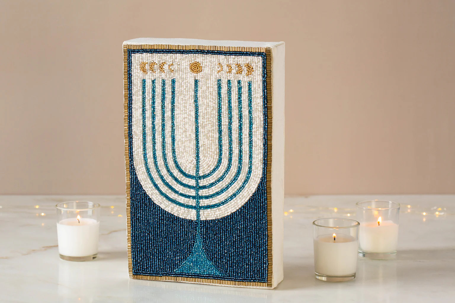 Luna Menorah Hand-Beaded Sign | Adara Rituals