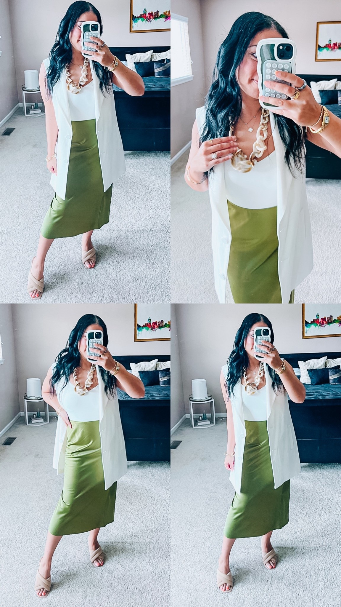 Business casual
Longline vest
Klassy bodysuit
Chartreuse satin skirt
Amazon heels
Gold jewelry 


#LTKgrwm #LTKWorkwear #LTKootd