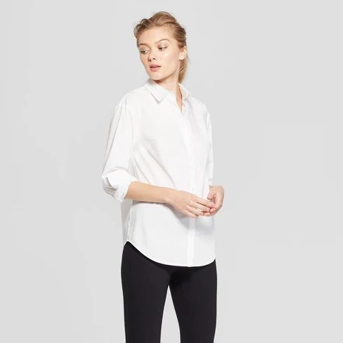 Women's Long Sleeve Any Day Shirt - A New Day™ White | Target