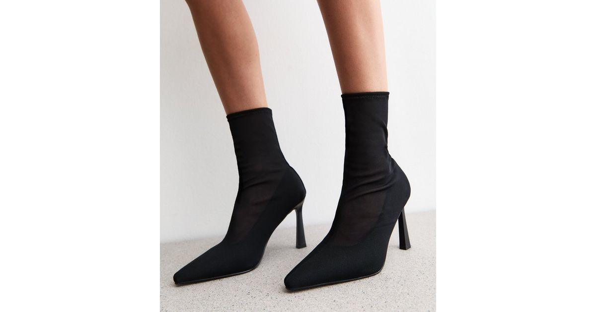 Black Mesh Stiletto Heel Ankle Boots
						
						Add to Saved Items
						Remove from Saved Item... | New Look (UK)