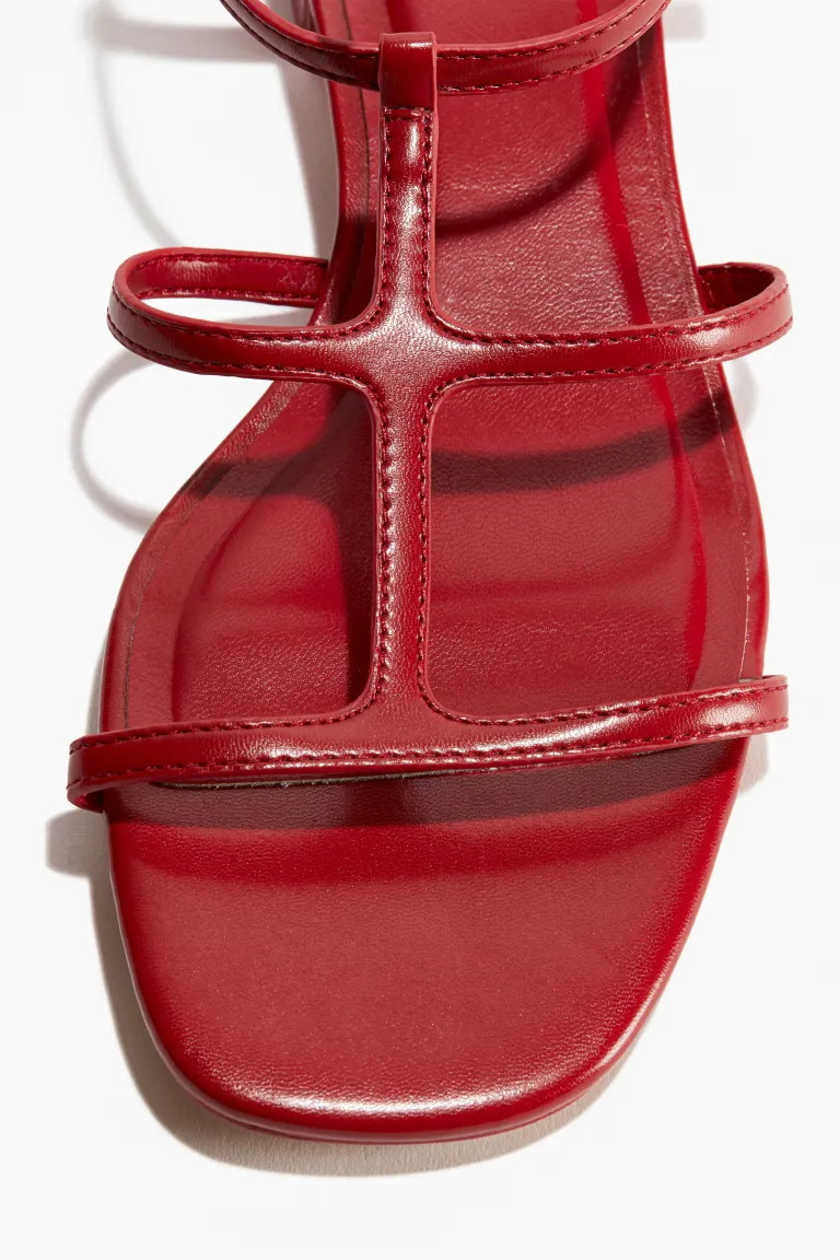 Strappy Sandals - Low heel - Red - Ladies | H&M US | H&M (US + CA)