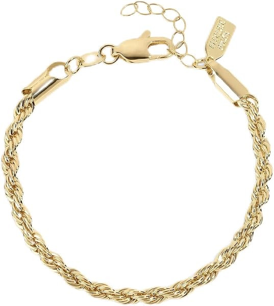 Electric Picks Harper Rope Bracelet for Women, 14k Gold Plated 4mm Rope Chain Bracelet, Stackable... | Amazon (US)