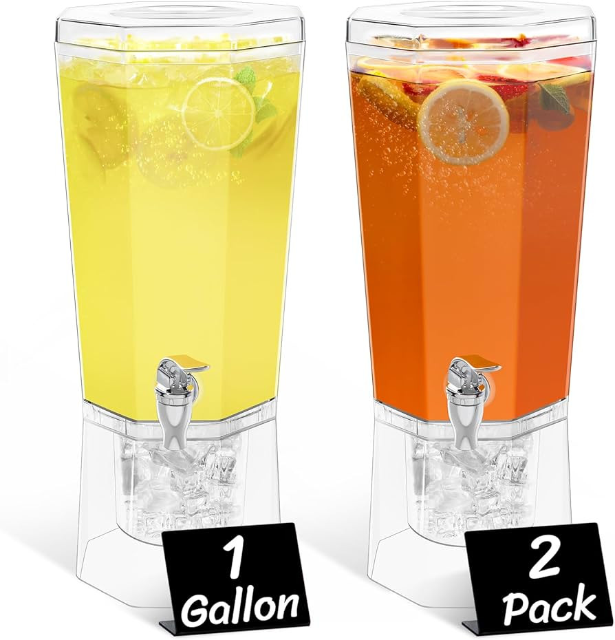 Lifewit 1 Gallon Drink Dispenser for Parties 2 Pcs, 4L Plastic Beverage Container with Stand for ... | Amazon (US)
