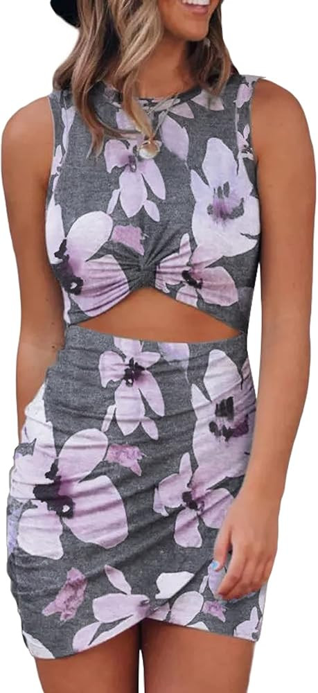 Acelitt Sleeveless Hollow Out Twist Bodycon Dress | Amazon (US)