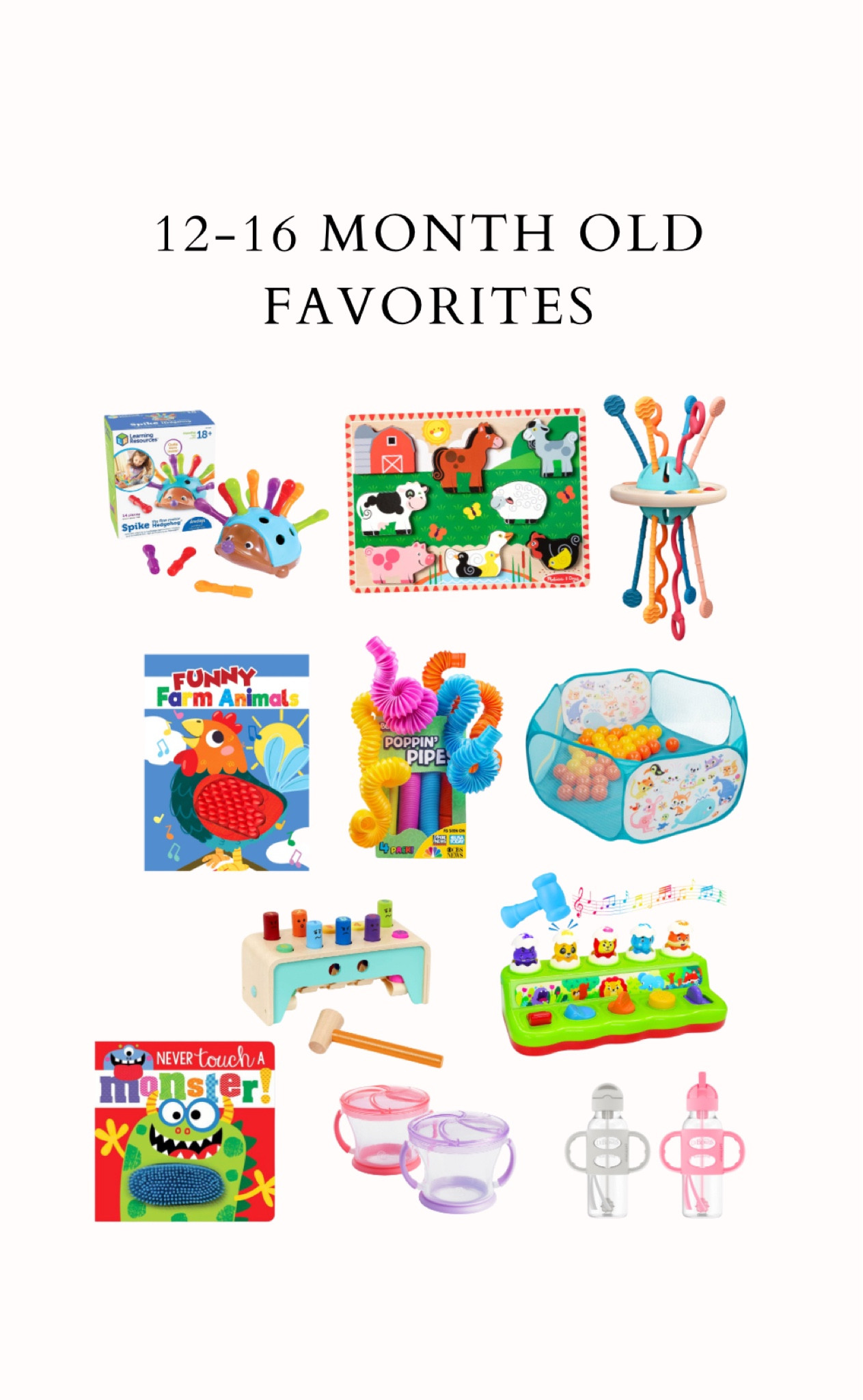 12-16 month old Favorites! 
Baby toys, chunky puzzle, Dr.Brown straw bottles, learning toys  


#LTKbaby #LTKkids #LTKfindsunder50