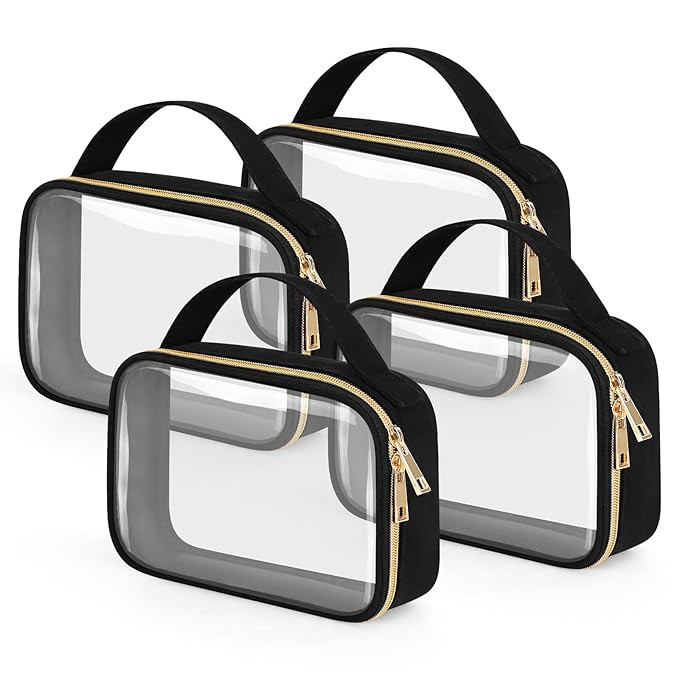 Wedama TSA Approved Toiletry Bag, 4 Pack Clear Makeup Bags with Handles, Quart Size Clear Toiletr... | Amazon (US)