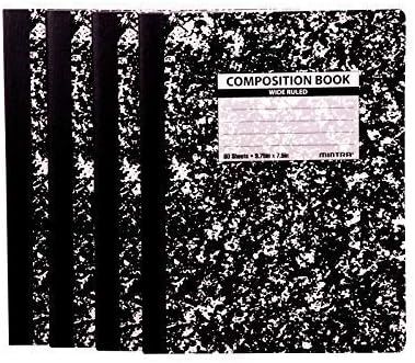 Mintra Office Composition Notebooks (Black Marble Comp - Wide Ruled, 4 Pack) | Amazon (US)
