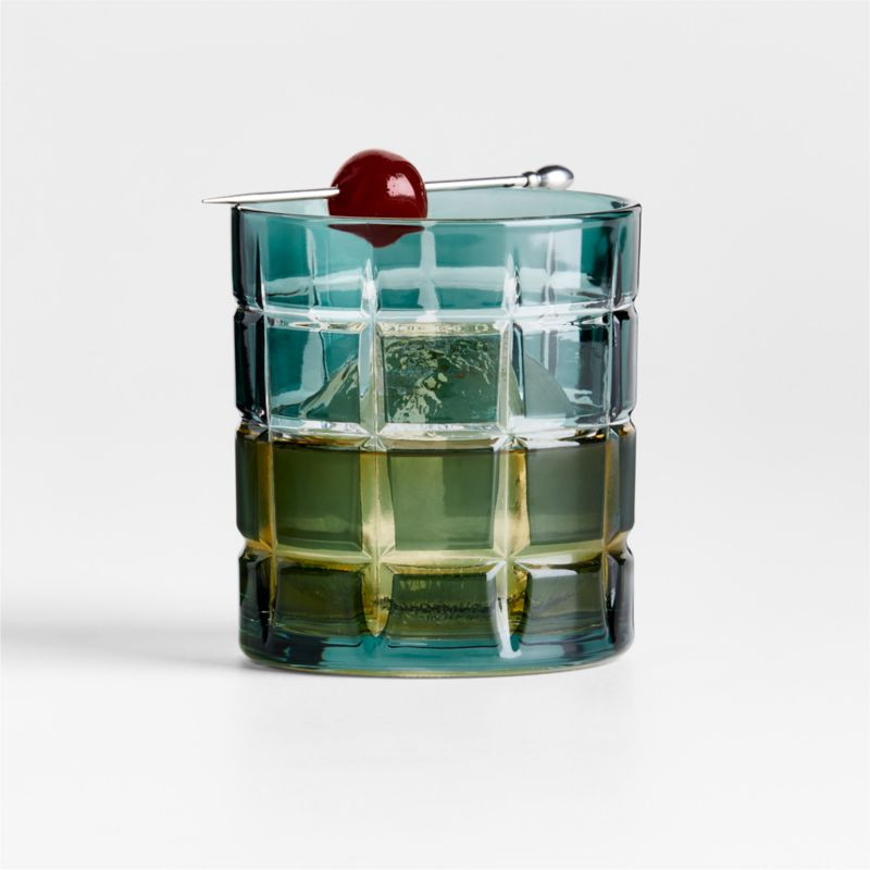 Windowpane 11-Oz. Green Double Old-Fashioned Glass + Reviews | Crate & Barrel | Crate & Barrel