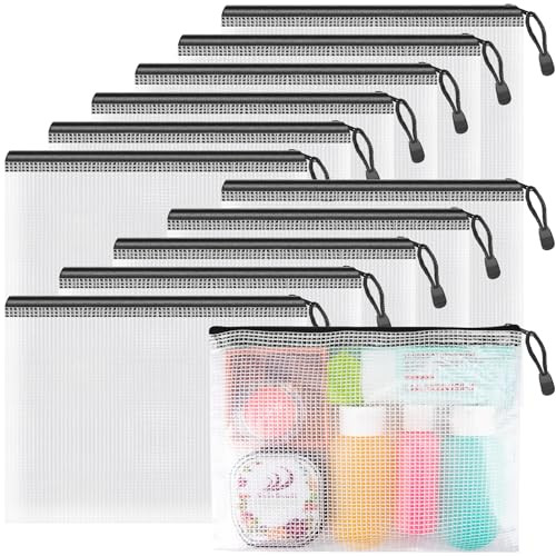 Umriox Small Zipper Pouch, 9.5x7.1 in (Black, 12 Packs), Zipper Bags with Zipper for Office Supplies Travel Accessories | Amazon (US)