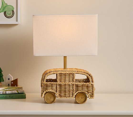 Bus Shaped Rattan Table Lamp (18") | Pottery Barn Kids