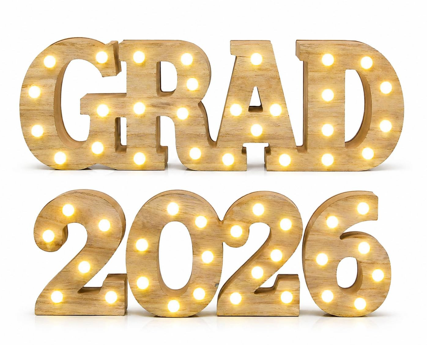 Grad 2026 Light Up Sign LED Marquee Letters Graduation Decor Lighted Wooden Sign for Graduation P... | Amazon (US)