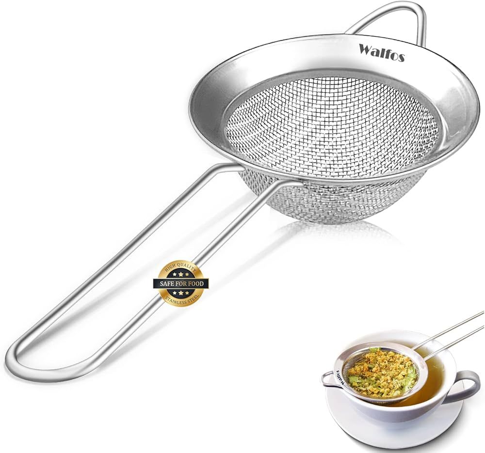 Walfos Mini Fine Mesh Tea Strainer, Stainless Steel Small Sifter with Sturdy Handle, 2.8 Inch Kit... | Amazon (US)