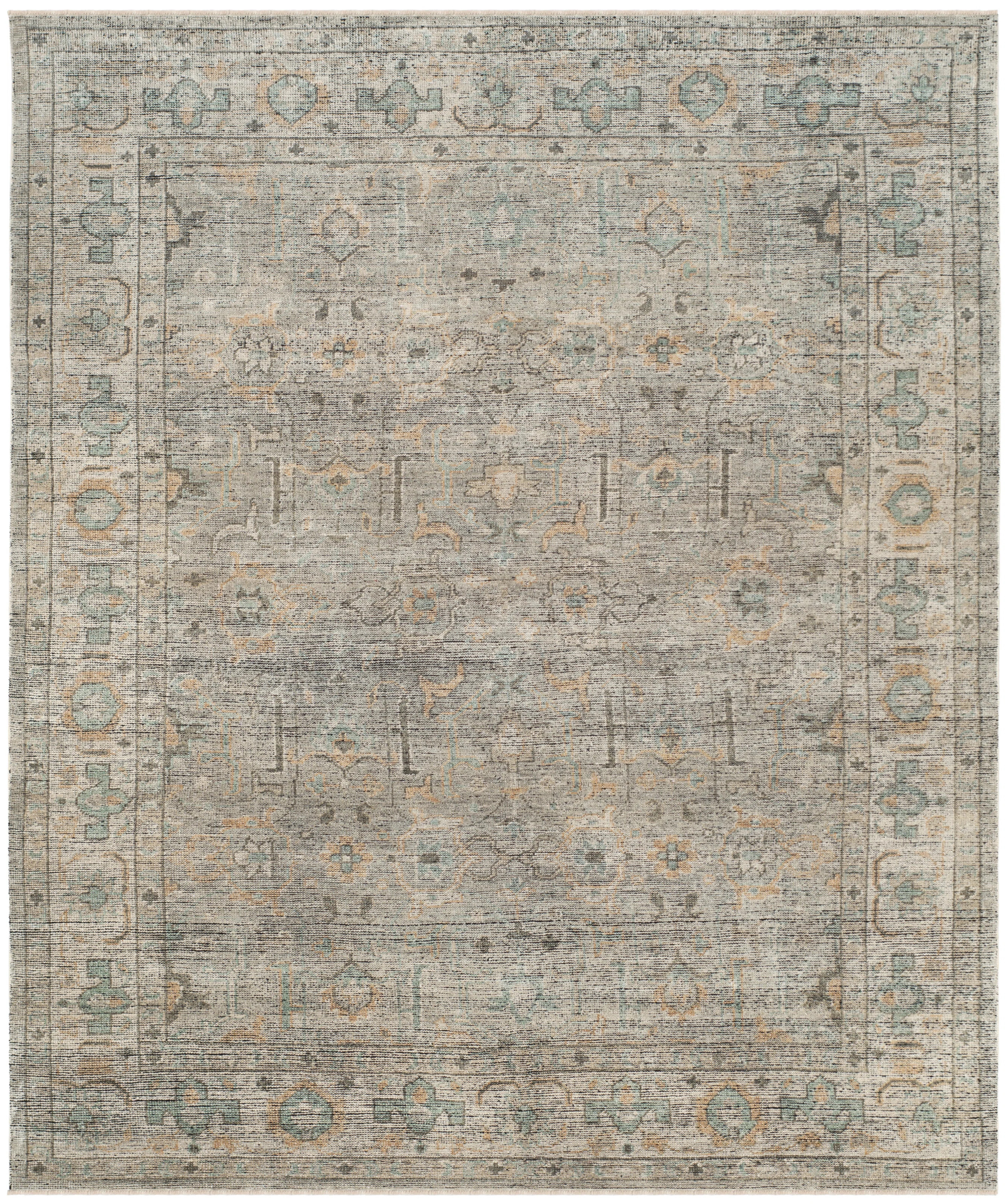 Kline Oriental Hand-Knotted Wool Linen/Dusty Teal Area Rug | Wayfair Professional