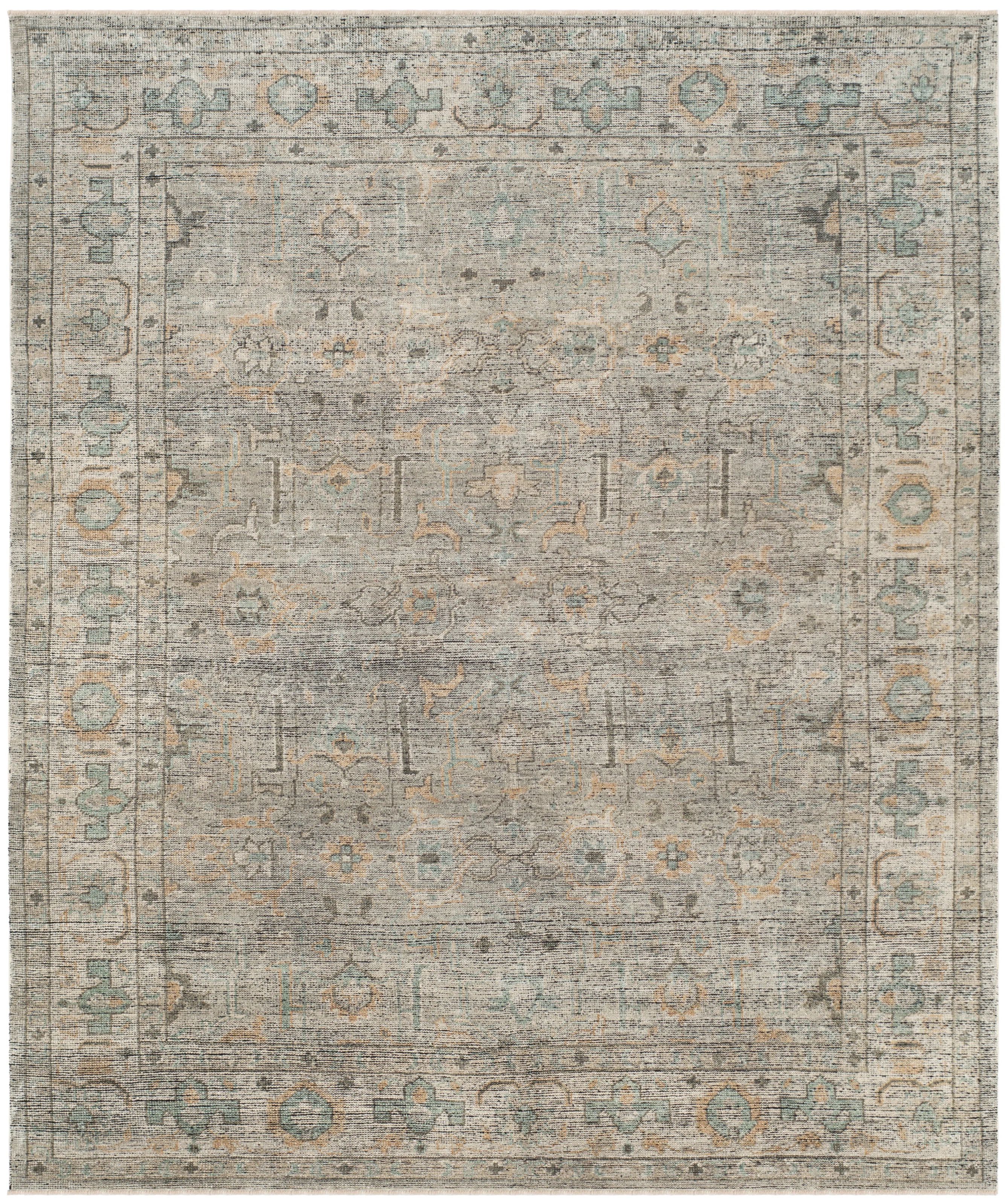 Kline Oriental Hand-Knotted Wool Linen/Dusty Teal Area Rug | Wayfair Professional