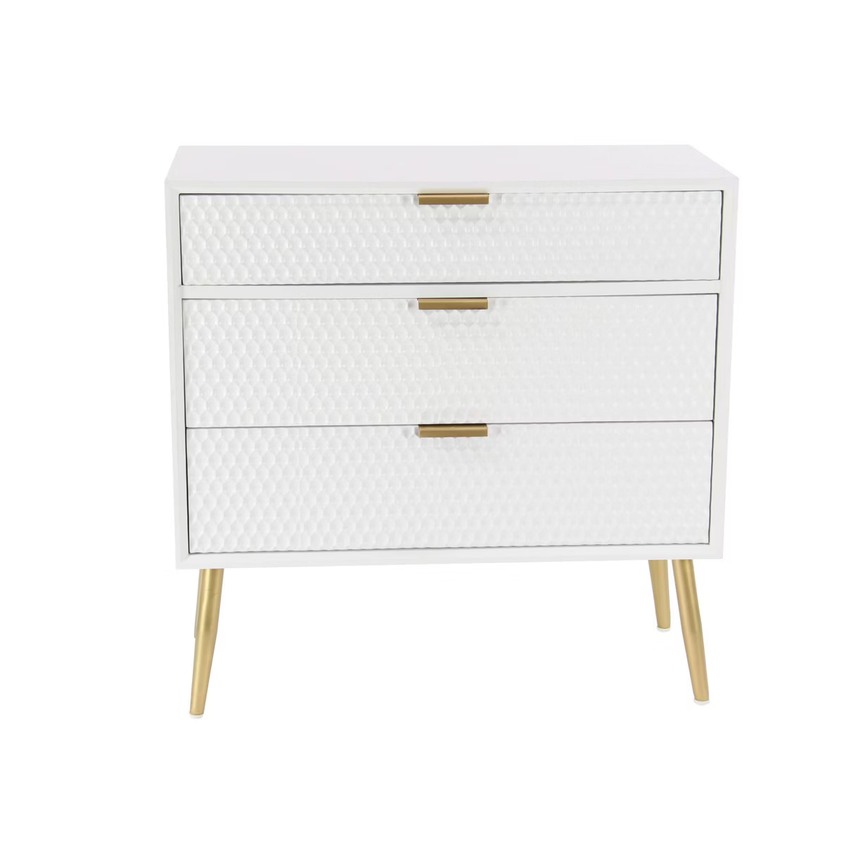 Modern 3 Drawer Wooden Chest with Knob Pulls White - Olivia & May | Target