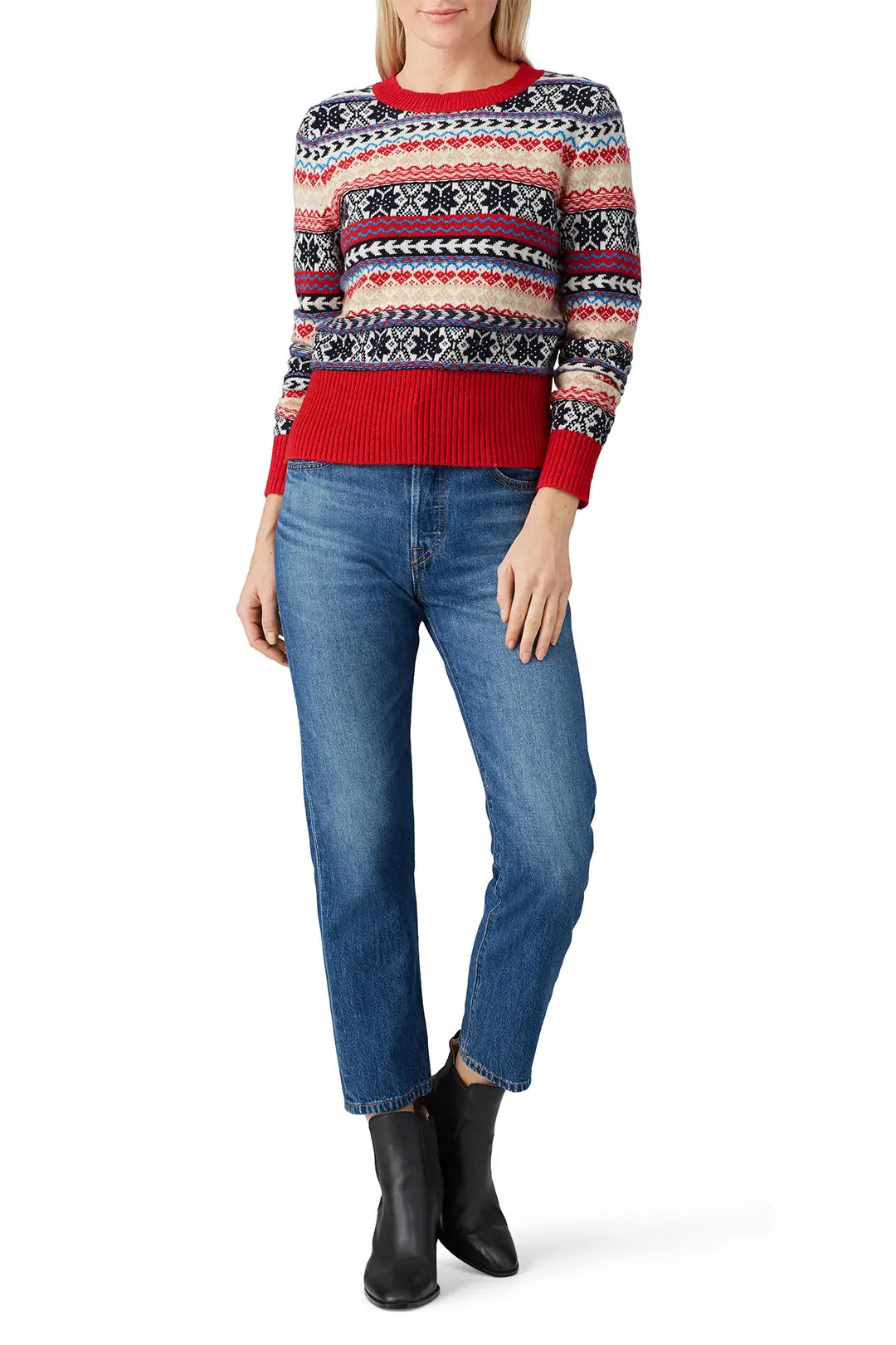 Button Fair Isle Crewneck Sweater | Rent the Runway