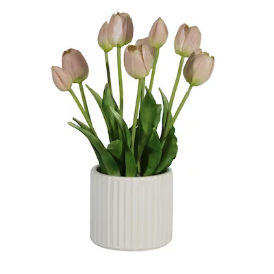 allen + roth 13-Inches Green, Pink Indoor Desktop Tulips Artificial flower | Lowe's