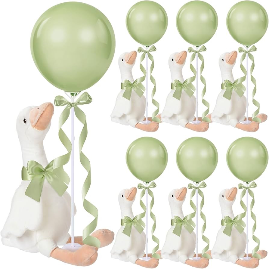 Chunful 6 Set Sage Green One Silly Goose 1st Birthday Decoration 11.8 Inch Soft Goose Stuffed Ani... | Amazon (US)