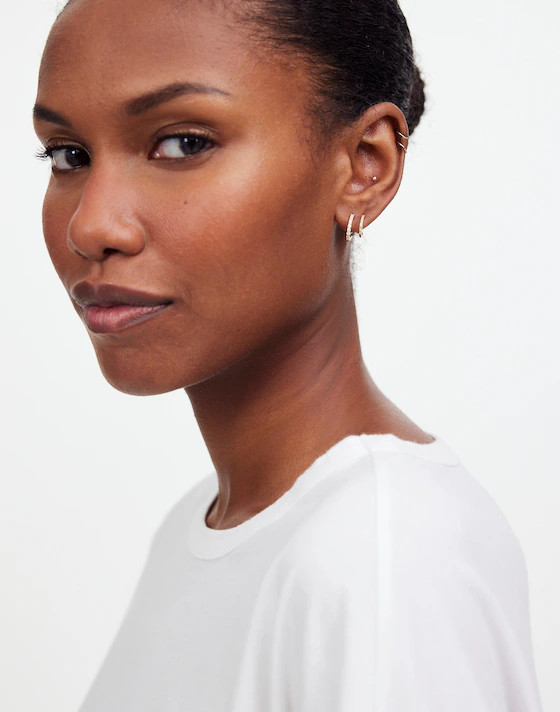 Demi-Fine Pav&eacute; Double Hoop Earrings | Madewell