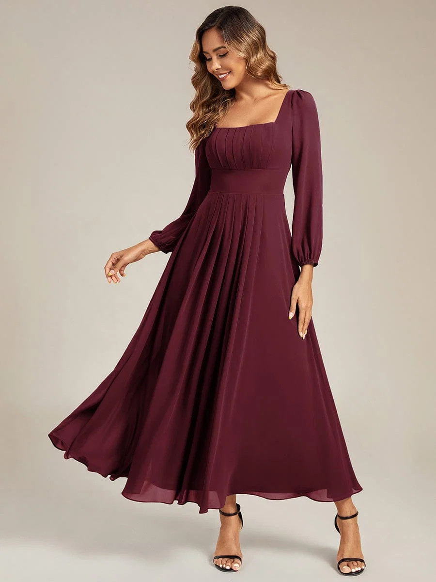 ever LYDIA|See-through Chiffon Lantern Sleeve Bridesmaid Dress | Ever Pretty Garment Inc