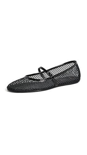 Black Suede Studio Women's Mika Flats, Black Mesh with Black Patent, 8.5 Medium US | Amazon (US)