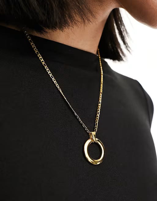 Petit Moments serena stainless steel long necklace with circular pendant in gold | ASOS (Global)