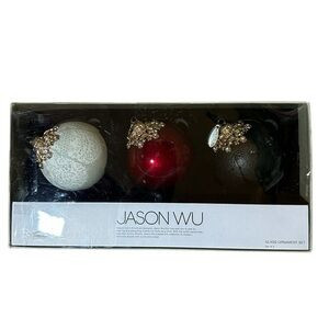 NIB Jason Wu 3 piece glass ornament set 1-Red 1-White 1-Black | Poshmark