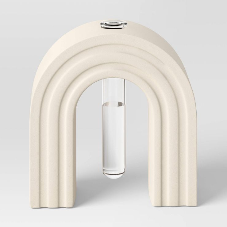 5" Wide Propagation Vessel Indoor Stoneware Stucco Planter Pot Cream - Threshold™ | Target