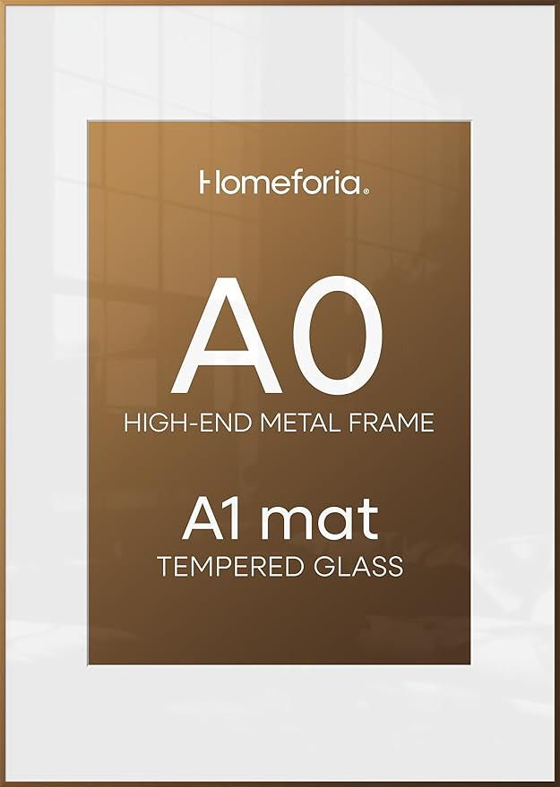 A0 Poster Frame Bronze, High End Metal 33.1 x 46.8 inch Large Picture Frames with Mat for 23.4 x ... | Amazon (US)