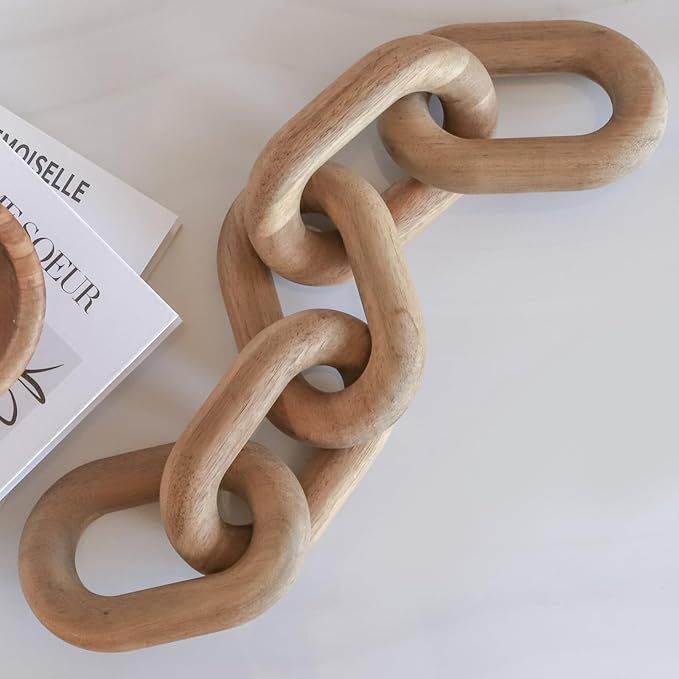 Wooden Chain Link Decor - Decorative Knot for Shelf Decor - Natural Wood Chain Decor for Coffee T... | Amazon (US)