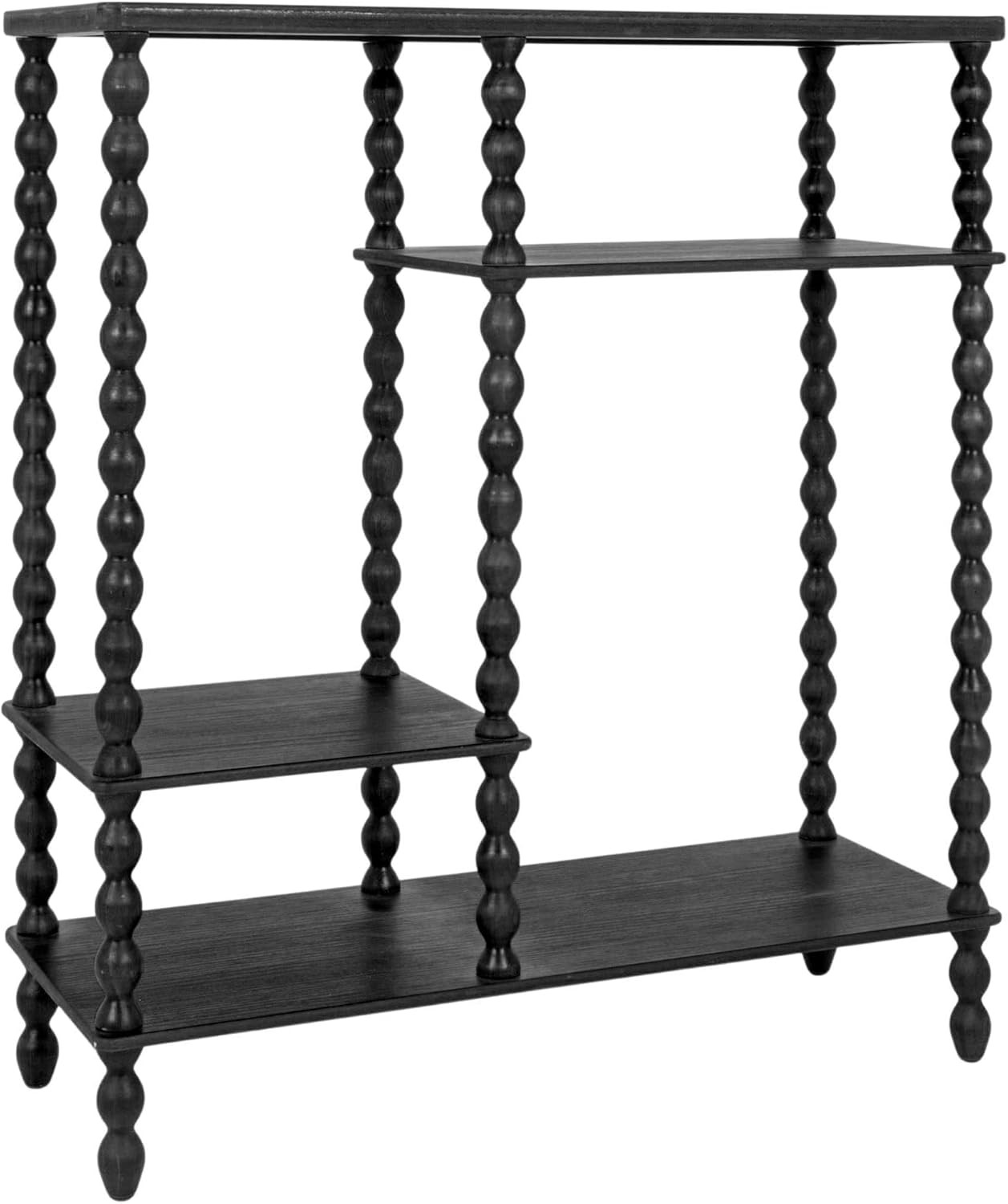 Creative Co-Op 4-Tier Asymmetrical Wood Spindle-Leg Display Shelf Unit, Black | Amazon (US)