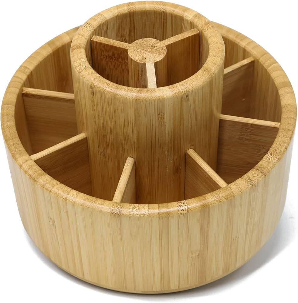 VaeFae Bamboo Pen Holder Organizer, Round Rotating Art Supply Organizer, Hold 420 Pencils, Desktop S | Amazon (US)