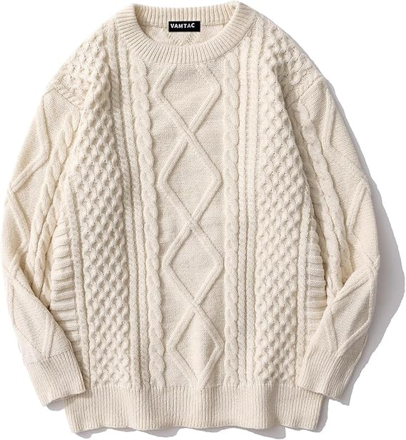 Vamtac Womens Oversized Sweaters Cable Knit Sweater Cream Sweater Woman Vintage Sweater Pullover ... | Amazon (US)