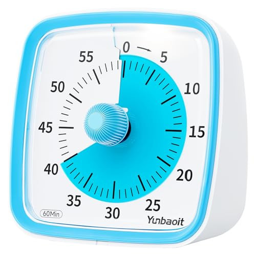 Yunbaoit Visual Timer with Night Light, 60-Minute Countdown Timer for Kids and Adults, Silent Classroom Timer, Time Management Tool for Home, School, or Work (Light Blue) | Amazon (US)