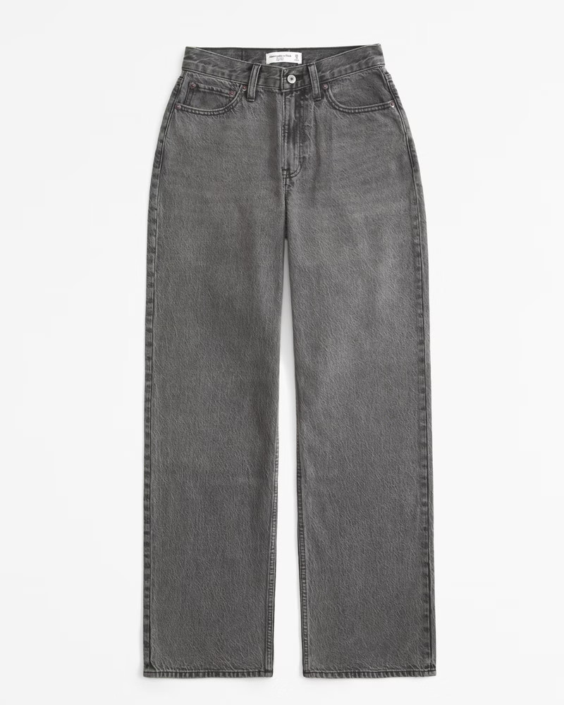 Abercrombie & Fitch Women's Curve Love High Rise Loose Jean in Dark Gray - Size 30 | Abercrombie & Fitch (US)