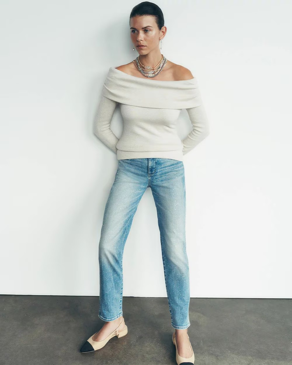 High-Rise Everyday Soft Denim™ Embellished Straight Jean | White House Black Market