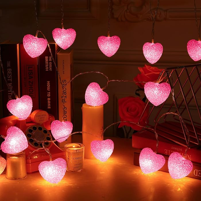 Mudder 16 Feet/ 5 m 20 LED Heart String Lights Valentine s Day Heart Plastic Battery Operated Fai... | Amazon (US)