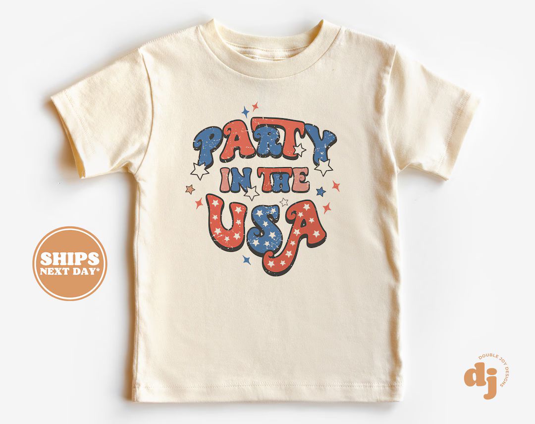 Toddler T-shirt Party in the USA 4th of July Memorial Day Kids Tshirt Retro Natural Infant, Toddl... | Etsy (US)
