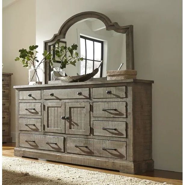 Progressive Meadow Door Dresser and Mirror (Grey - 9-drawer) | Bed Bath & Beyond