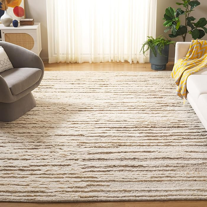 SAFAVIEH Tribeca Collection Area Rug - 10' x 14', Beige & Brown, Handmade Wool, Ideal for The Liv... | Amazon (US)