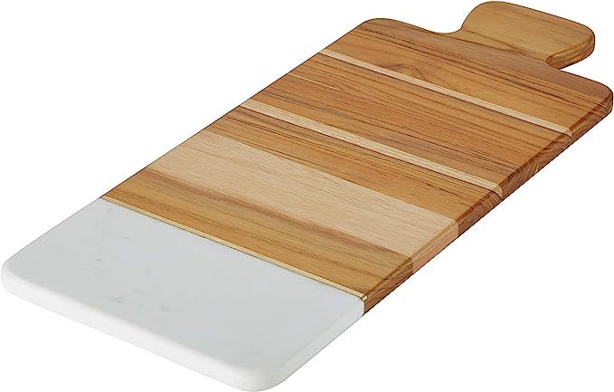 Anolon Pantryware Teak Wood and Marble Cutting Board / Teak Wood and Marble Serving Board - 9.5 I... | Amazon (US)