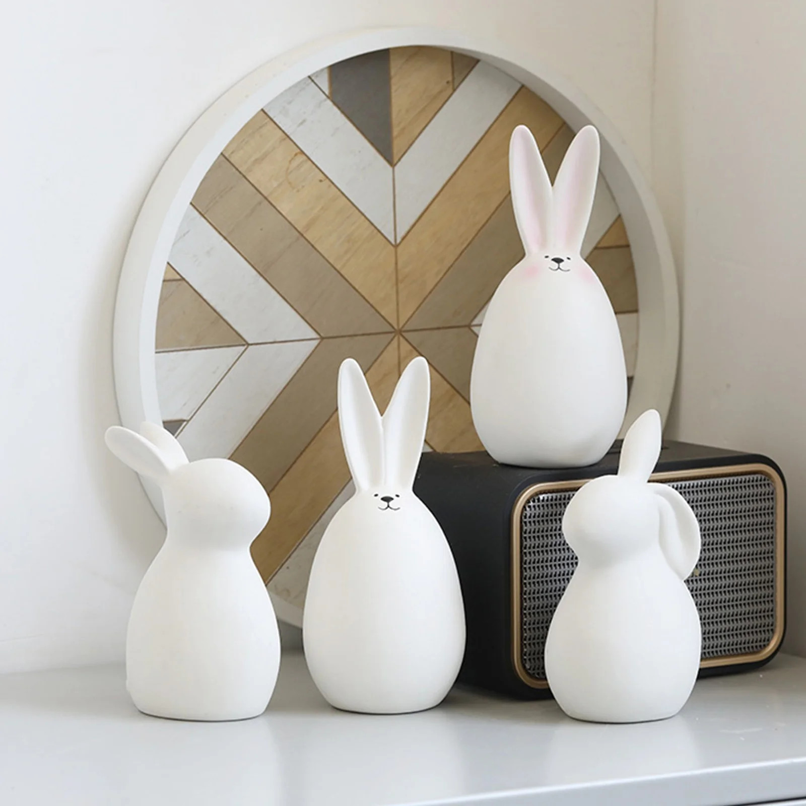 BOBOMOTI Easter Bunny Decorations White Ceramic Bunny Figurines Rabbit Statues Indoor Easter Spri... | Walmart (US)