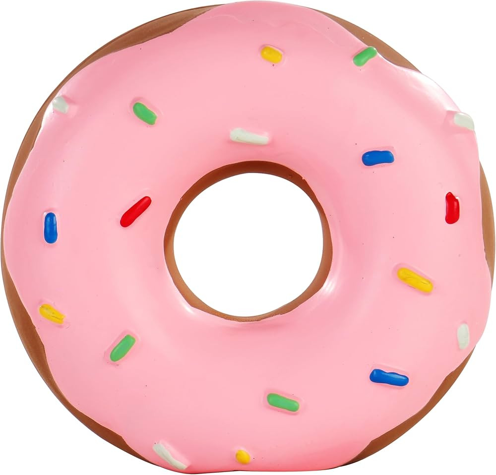 Tamu style Donut Dog Toy, Squeaky Latex Play Toy for Small and Medium Dogs, 4 Inch Hand-Painted D... | Amazon (US)